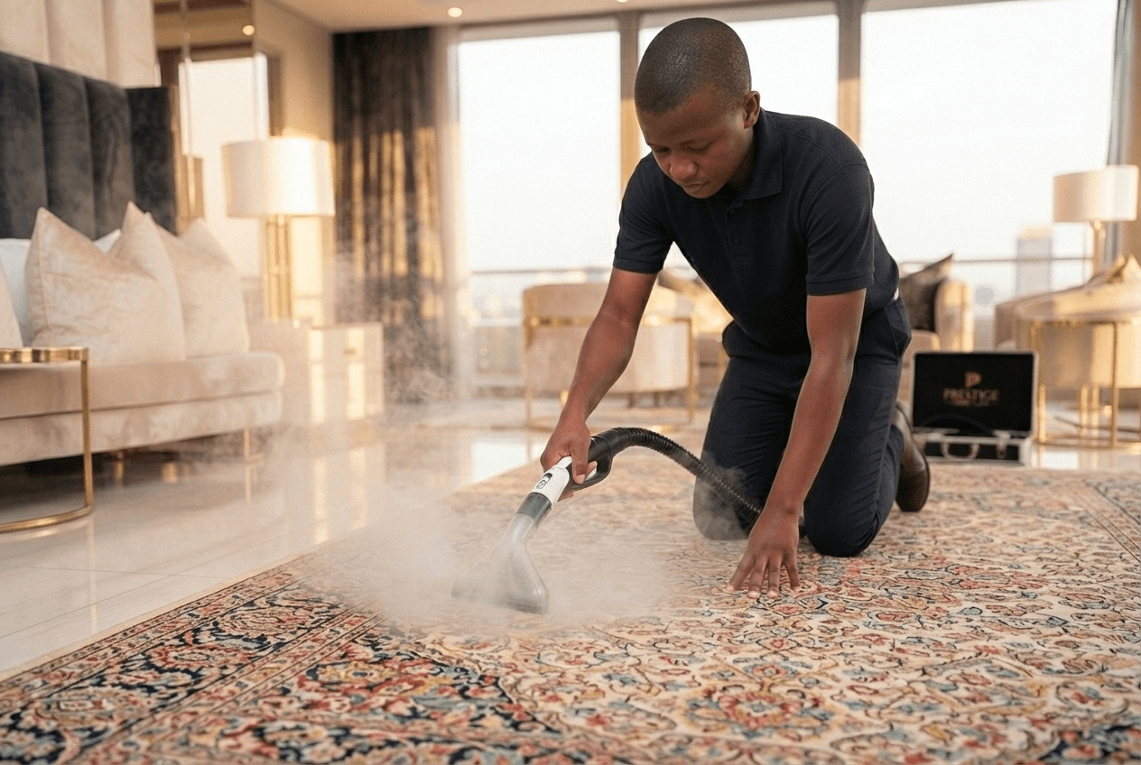 Technician performing on-site delicate textile restoration in Johannesburg